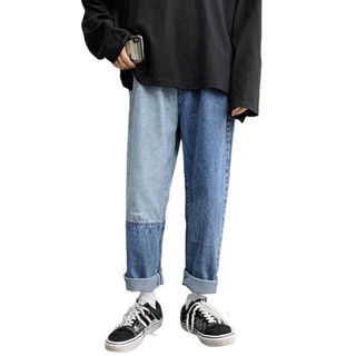 Up-hombre Color Block Jeans, verano adultos estilo Casual pantalones sueltos con bolsillos (azul, gris)