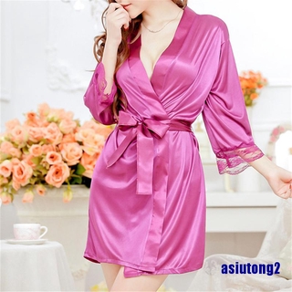 ❤ Asiutong2 ❤ lencería/ropa interior/camisón/bata Sexy De satén para mujer con encaje De Seda Sintética (7)