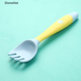 Donotlet 2 pzs utensilios auxiliares para bebés/entrenamiento flexible/tenedor suave/vajilla infantil/bonito compras