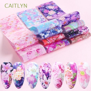 CAITLYN Nail Decoration Nail Stickers Nail Art Nail Polish Patch Starry Transfer Paper Flroal Butterfly Colorful Wraps 10pcs Mixed Flower Nail Foils
