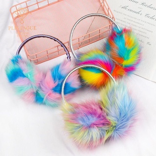PLECESQUE Fashion Ear Muff Women Headphones Winter Warm Faux Fur Colorful Outdoor Comfortable Plush Earmuffs/Multicolor
