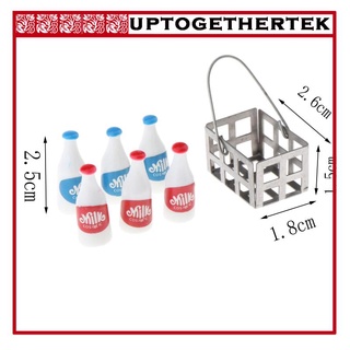 (Topelect) 1/12 contenedor Plástico Para guardar leche/Casa De muñecas con 6 botellas De leche Accs (3)