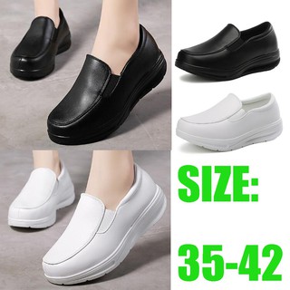 💗Promoción💗Señora cojín de aire enfermera zapatos negro cuña tacón de las mujeres zapatos blancos (3)