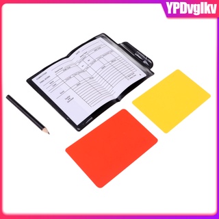 árbitro fútbol cartera de fútbol cuaderno puntuación rojo amarillo tarjeta lápiz set (2)