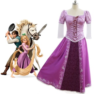 adulto cuento de hadas princesa enredado rapunzel vestido de halloween fantasía cosplay disfraz lindo hermosa pequeña princesa
