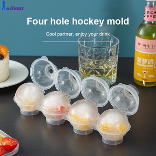 livest New four hole ice hockey mold 4-hole ice box whisky round ice hockey mold ice lattice mold ice maker livest