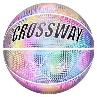 CROSSWAY Holográfico No . 7 PU Reflectante Bola De Baloncesto Resistente Al Desgaste Luminosa Noche Brillante Deslumbrante Negro (2)