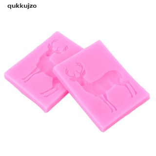 [qukk] moldes de silicona para ciervos 3d, chocolate, galletas, hornear, herramientas de navidad, 458 cl
