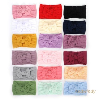 AND Baby Girls Wide Nylon Bow Headband Knot Head Wraps One Size Fits Most 18 Colors