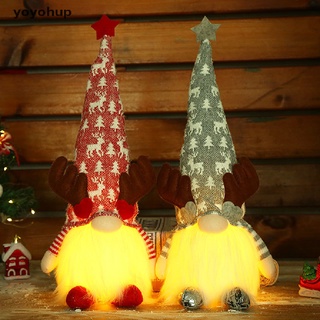 yoyohup navidad antlers brillante gnome adornos de escritorio lindo elfo suave muñeca decoración cl