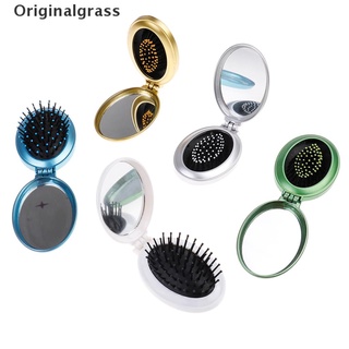Originalgrass cepillo plegable portátil para el pelo con espejo compacto tamaño de bolsillo peine regalos mi