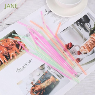 JANE 100Pcs Colorful Plastic Curved Beverage Shop Extra Long Bend Disposable New Bar Party Home Drinking Straws
