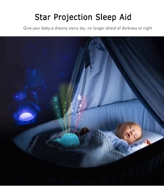 luz de noche de juguete para bebé/reproductor de música estrella proyección lámpara led para dormir de bebé con dibujos animados proyector de ballena (3)
