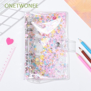 ONETWONEE Glitter Notebook Binder Cover Waterproof Loose Leaf Bags Binder Pockets Document Filing Filing Products School Office School Supplies Flakes Stars A5 A6 Zipper Folders/Multicolor