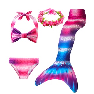 Hermoso nuevo traje de baño sirena de playa fiesta de baño baño baño con guirnalda para niños bikini tela suave