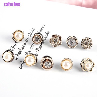 [sahnbvx] 10 broches de botón conjunto de moda perla Rhinestones Pin Coat accesorios de ropa (1)