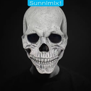 [SUNNIMIX1] Máscara de calavera con mandíbula móvil esqueleto de látex casco de Halloween disfraz tocado