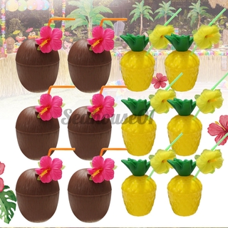 moonu hula hawaiana de plástico tropical para fiestas/taza de coco/aguaxi/popote/