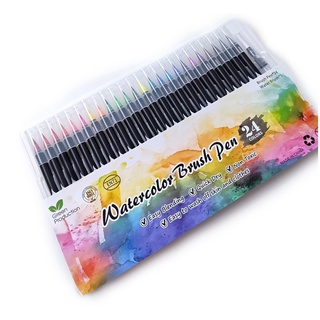 Acuarela arte marcadores pincel pluma Fineliner dibujo para caligrafía pintura 24 colores conjunto de suministros de arte (9)
