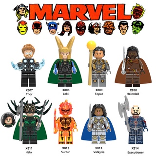 Marvel Comics Series lego compatible Thor, Loki, Hela, Valkyrie,Heimdall,Executioner, Surtur Minifigures para niños lego juguetes