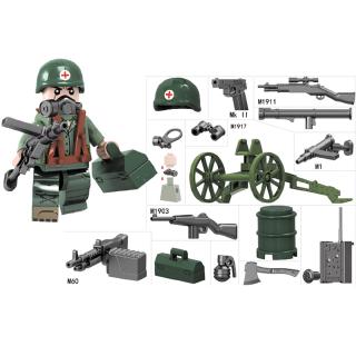Serie militar de la guerra mundial minifiguras de juguete Kit de construcción Lego juguetes de la segunda guerra mundial ejército alemán hombres Blitzkrieg soldados paquete de armas para niños preescolares mayores de 4+ Compatible con las principales marcas (8)