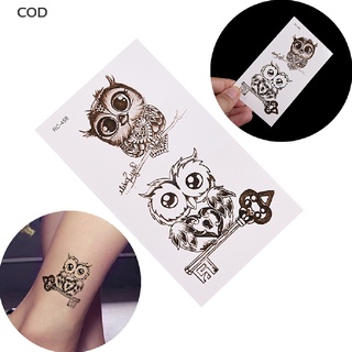 [cod] 1pc maquillaje lindo búho tatuaje brazo arte corporal impermeable temporal tatuaje pegatinas calientes
