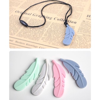 MUT Nursing Feather Pendant Baby Teether Silicone Soother Chew Toy Teething Necklace (7)