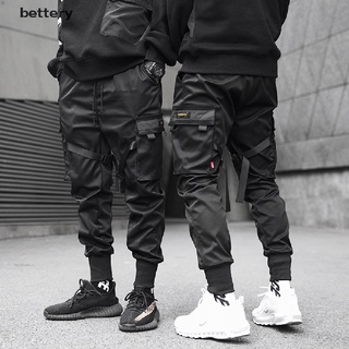 [bettery] cintas harem joggers hombres pantalones de carga streetwear hip hop bolsillos pantalón de pista
