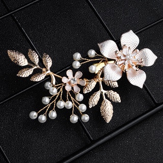 geiefu moda boda baile flor rama imitación perla horquilla nupcial pelo clip accesorios para el cabello