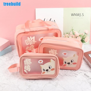 [Treebuild] bolsa de tocador de maquillaje cosmético transparente bolsa portátil impermeable transparente rosa