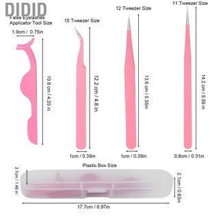 didid - juego de 4 pinzas de pestañas de acero inoxidable, punta curva, herramientas, color rosa (2)