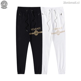 versace parejas pantalones personalizados cremallera letras elástica cintura casual deporte pantalón más el tamaño suelto pantalones unisex