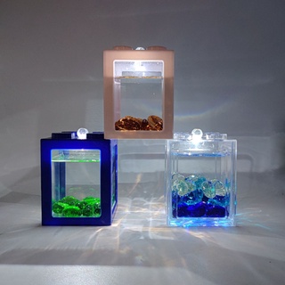 Jncm - cuenco acrílico para peces, oficina, Ornamental, transparente, escritorio, ecología, caja con luz