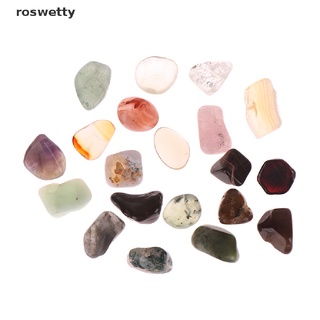 Roswetty 20Pcs Natural Stones Box Fossiles Raw Minerals Crystals Agates Specimen Material CL