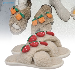 pantuflas de felpa de suela suave antideslizante para mujer/pantuflas de felpa con patrón de fruta (1)