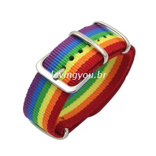Lov Rainbow Nylon lona tejida pulsera ajustable bandas de reloj de nailon balístico correa de reloj de lazo correa de reemplazo pulsera