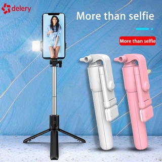 delery 2021 teléfono móvil selfie stick bluetooth compatible con la cámara de vídeo extendida integrada soporte telescópico trípode en vivo 2 velocidades luz de relleno ajustable teléfono móvil soporte #