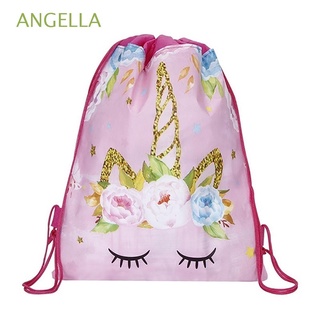 angella portátil con cordón bolsa de viaje unicornio escuela libro bolsa saco mochila fiesta regalo niñas niños de dibujos animados bolso de lona bolsas