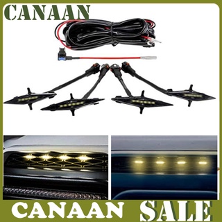 Canaan 4Pcs LED rejilla luz con fusible negro Shell amarillo luz delantera parrilla lámpara para Toyota 4Runner 2014-2019