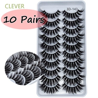 CLEVER SKONHED 10 Pairs Cruelty-free False Eyelashes Handmade Full Volume Lash Extension Wispies Fluffy Eye Makeup Tools Thick Long Multilayered Effect Woman 3D Mink Hair