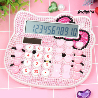 < Oficina > Calculadora Solar Con Diamantes De Imitación Con Lindo Diseño De Hello Kitty Para Escuela /