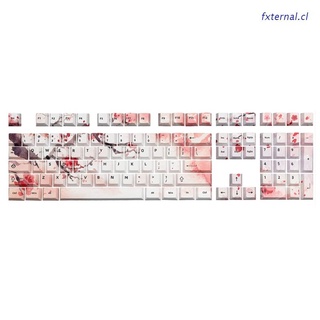 fxt 108 teclas/set cherry profile keycap pbt tinte sublimación teclas para teclado mecánico mx 61/87/104 rosa sakura patrón (1)