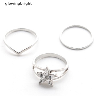 [glowingbright] 3 unids/Set plata Rhinestone cristal margarita Toe anillo dedo del pie playa pie Boho joyería (4)
