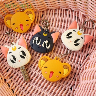 MITCHELL Cat Sailor Moon Keychain Girls Key Cover Card Captor Keyring Cosplay Props Key Accessories Silicone Sakura Key Cap