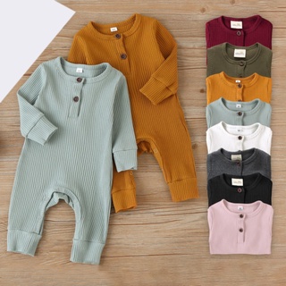 nueva moda unisex ropa de bebé peleles de color sólido bebé mameluco de algodón de manga larga ropa de bebé 3-18 meses (1)