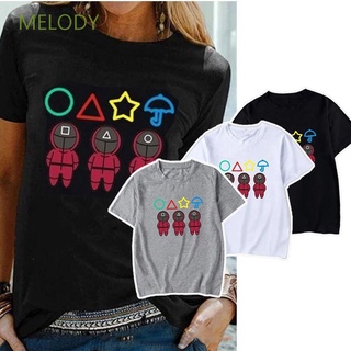 melody periféricos top ropa de manga corta t-shirt impresión mujeres streetwear hombres calle casual calamar juego/multicolor