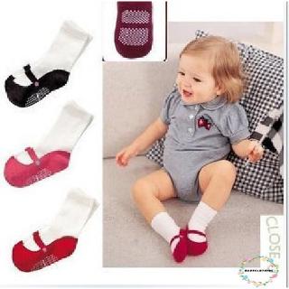 calcetines antideslizantes para bebé, 1 par, color negro/rosa/rojo (1)