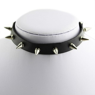 sanfive Gothic Men Women Unisex Faux Leather Spike Rivet Choker Punk Necklace Jewelry