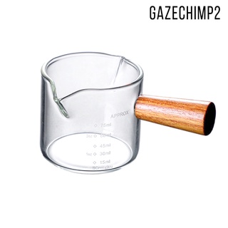 [GAZECHIMP2] Vidrio resistente al calor taza medidora de madera mango transparente escala de leche medida taza onza bebida coctelera tiro taza de café bebidas modulación herramientas