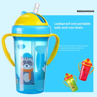 redsunhong niños botella de doble mango de gran capacidad libre de bpa bebé paja botella de agua para niño